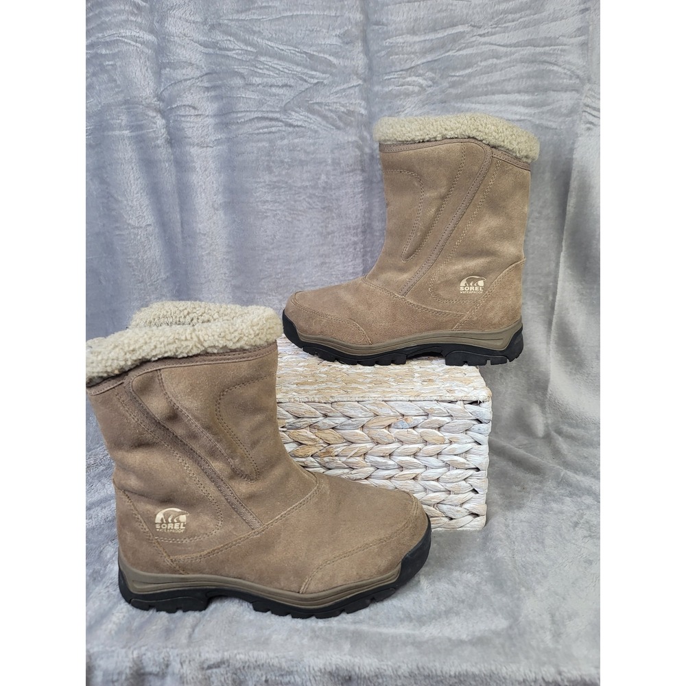 Sorel Water Fall Tan Suede Waterproof Boots Thinsulate 9 Apres Ski Mountaincore